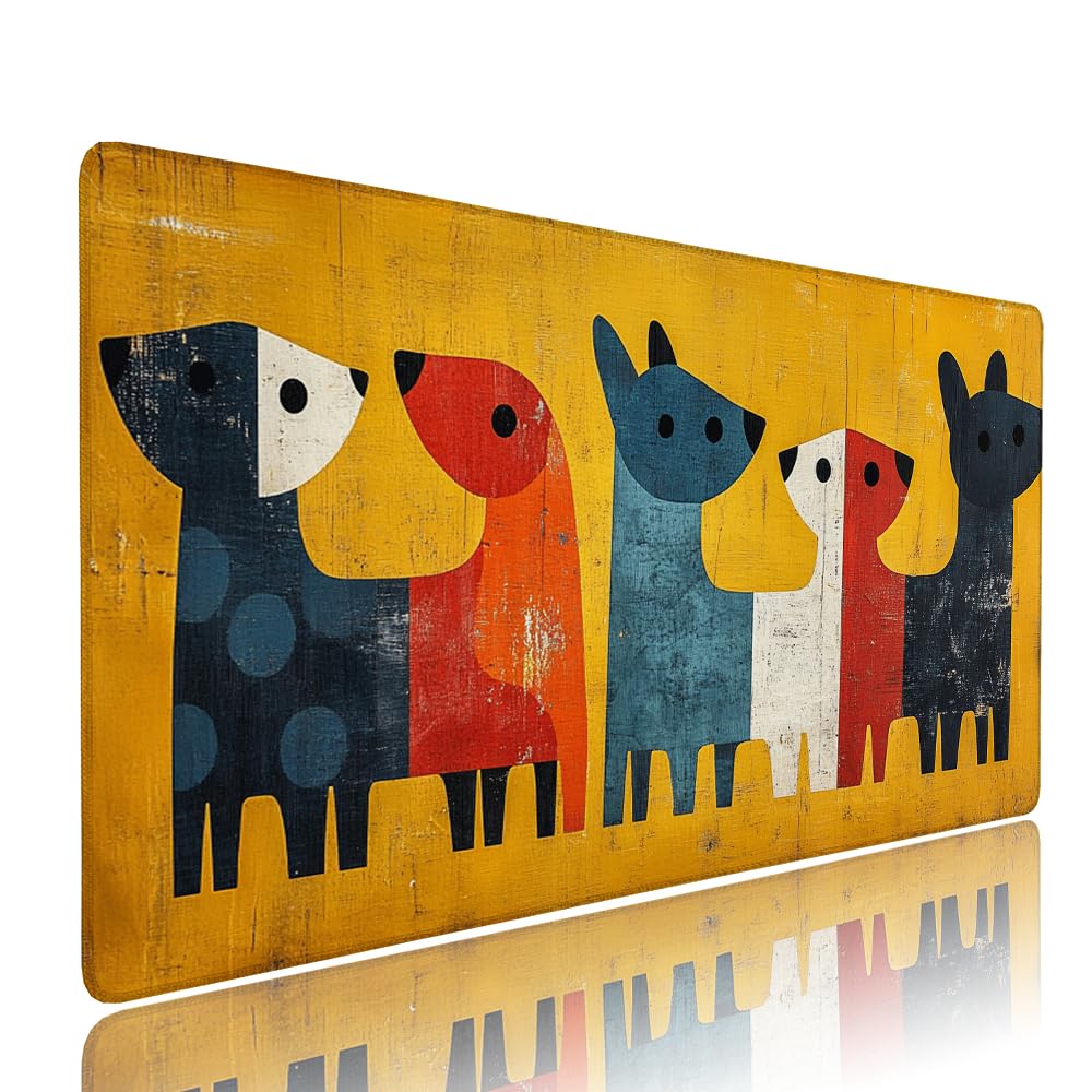 Alfombrilla de Mouse para Juegos, Giallo, XXL, Antideslizante, Impermeable, Diseño de Cane, Extendido, Grande, 1200x600x3mm, para PC, Laptop, Ufficio, Famiglia d-575