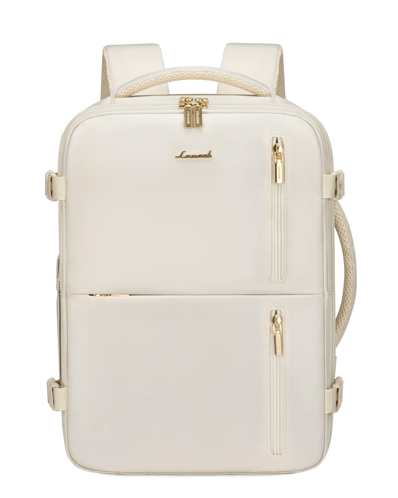 LOVEVOOK Mochila Cabina Avion 40x20x30, Ryanair Vueling, Mochila Viaje Mujer Hombre 24L, Impermeable, con puerto USB, Maleta de Mano, Travel Backpack 14”, Trabajo Negocios Escuela, Blanco