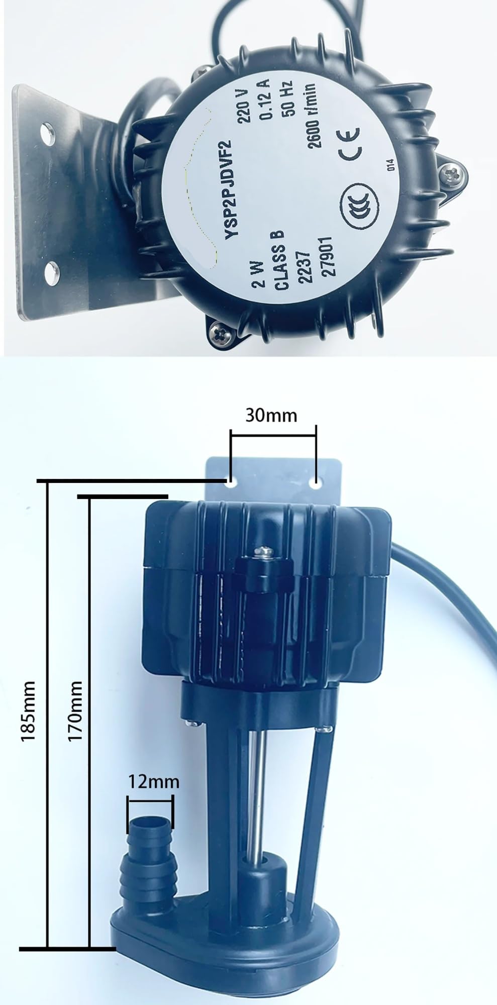 2-Watt-Eiswürfelbereiter, Allgemeine Wasserpumpe, 220-V-Wasserpumpenmotor YSP2P JDVF2, Drehzahl 2600 U/min, 0,12 A, 50 Hz