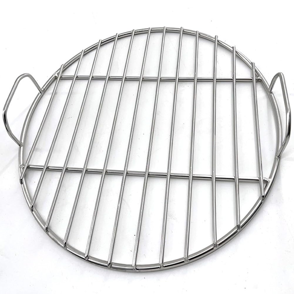 Grille de barbecue ronde en acier inoxydable avec poignée amovible pour camping
