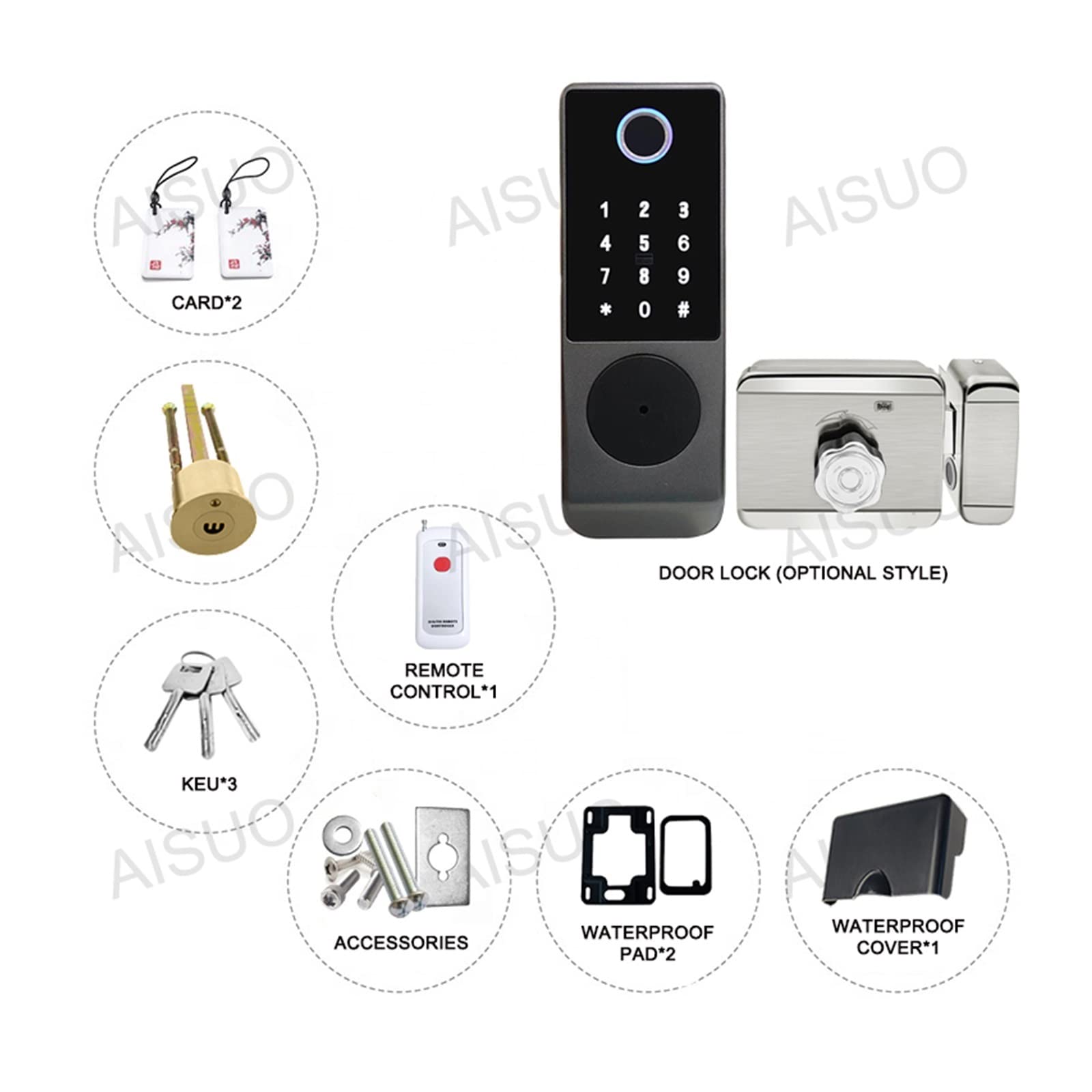 Serratura Smart, IP68 TUYA Impronte digitali Carta magnetica Password Chiave Sblocco remoto Cortile Appartamento Serratura intelligente impermeabile esterna ,Smart Lock Facile da Installare(M6-4)
