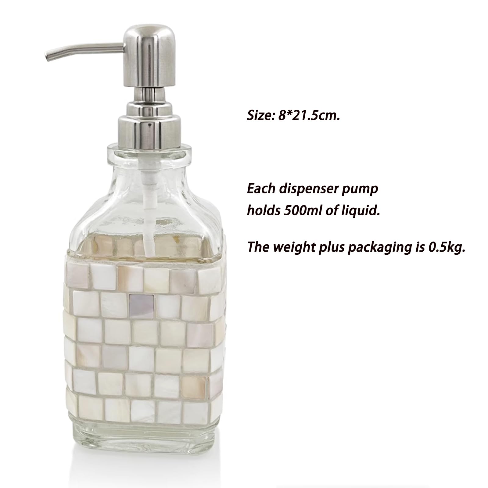 Flacone erogatore bianco nordico con pompa a pressione, dispenser di sapone in vetro per lozioni cosmetiche, dispenser di sapone liquido ricaricabile, per dispenser di sapone da bagno e cucina di alta