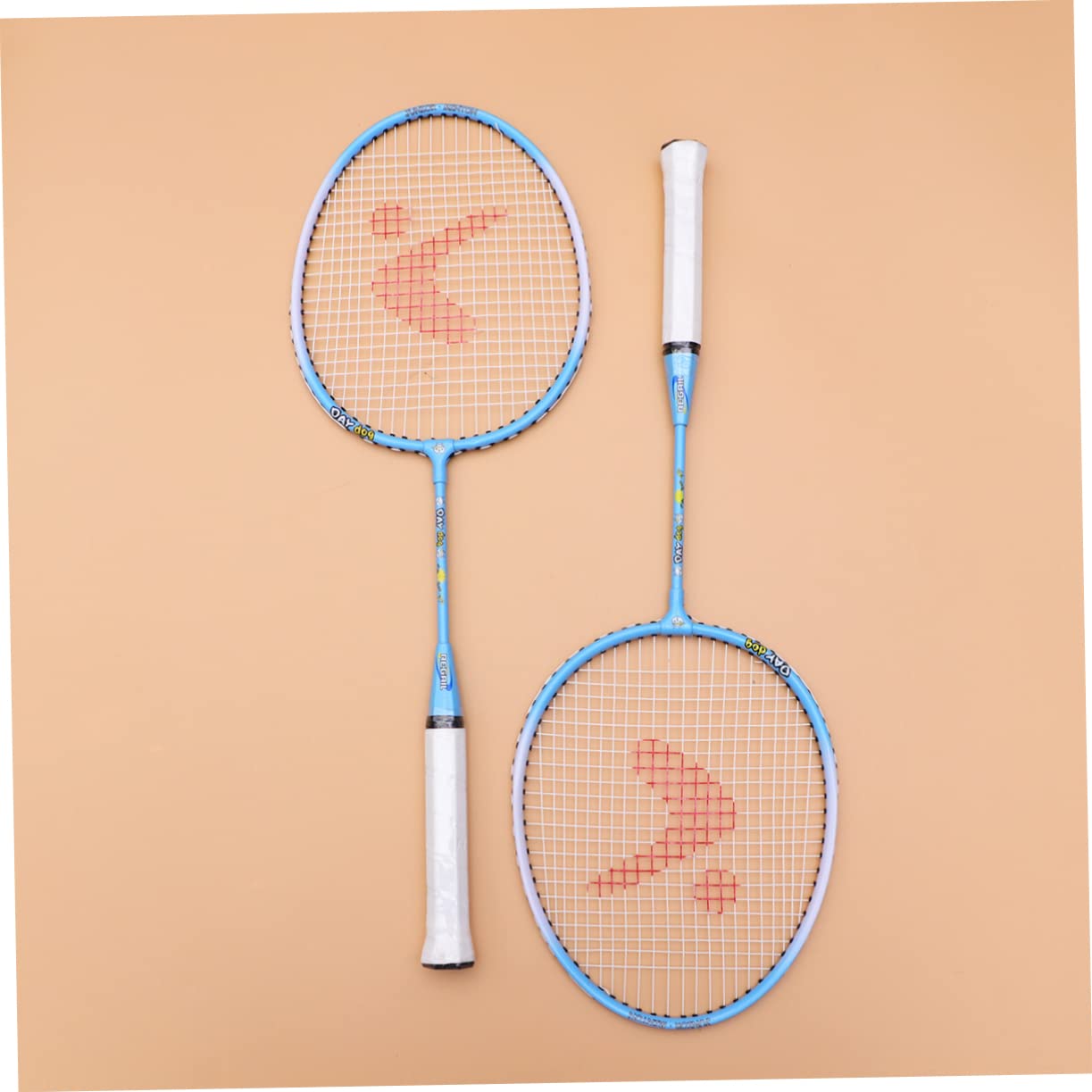 KOMBIUDA 1Pair Alloy Cartoon Badminton Racket Set for Lightweight Training Pats Eye Catching Design Safe No Angular Edges for Outdoor Sports Blue