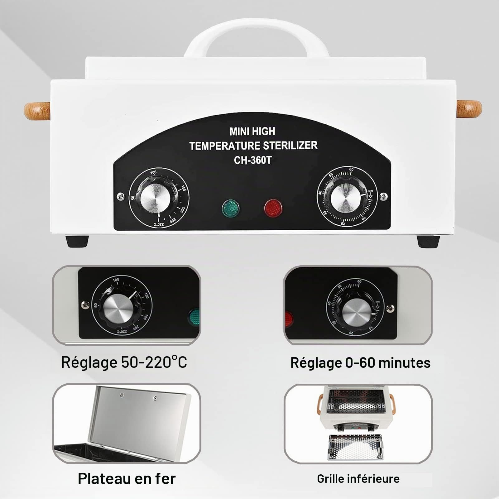 Stérilisateurs d'outils, stérilisateur d'autoclave de stérilisation à Haute température de 8L 220°C pour la Clinique Dentaire du Salon d'ongles et l'utilisation Domestique personnelle (Blanc4)