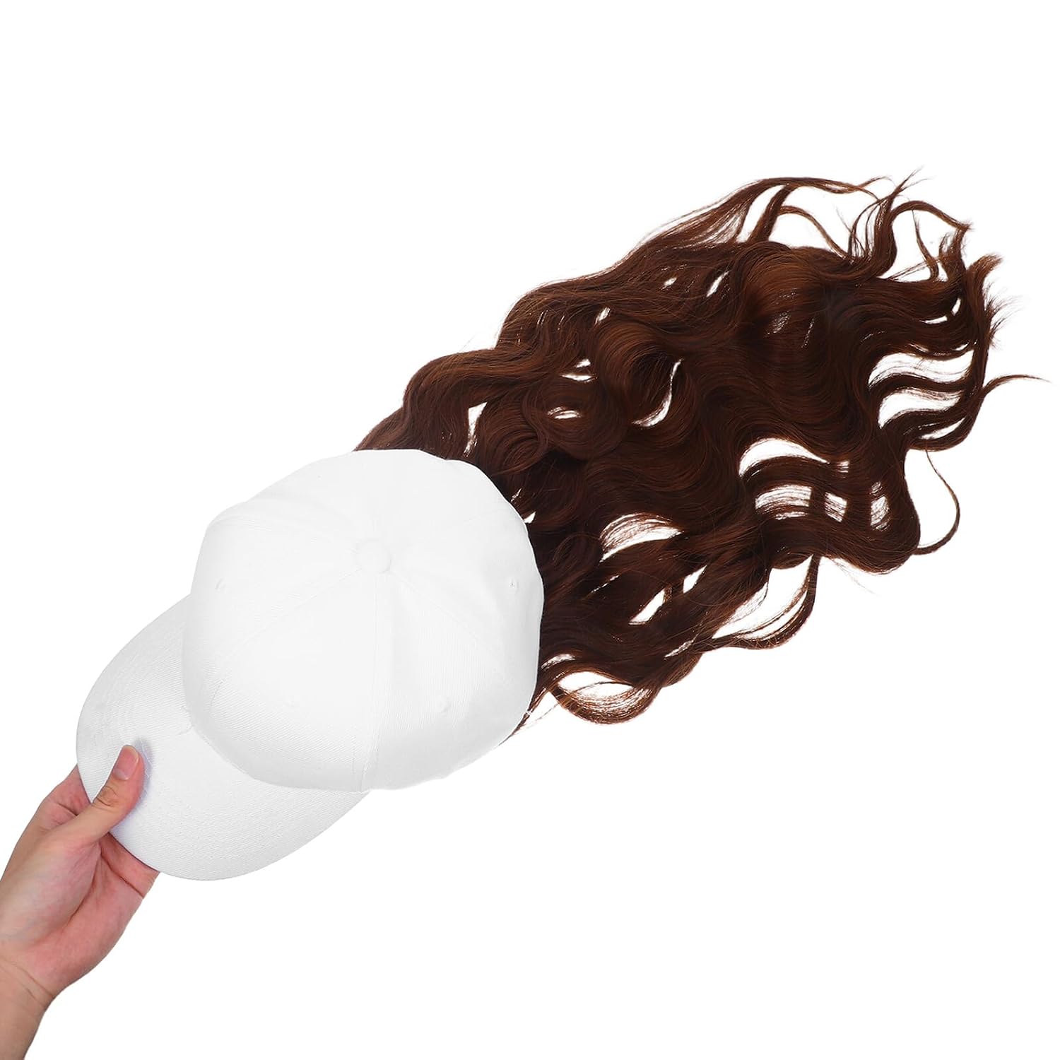 PRETYZOOM Baseball Cap with Hair Attached for Women Curly Synthetic Wig Hat with Wavy Long Hair Extensions Lightweight Outdoor Daily Wear
