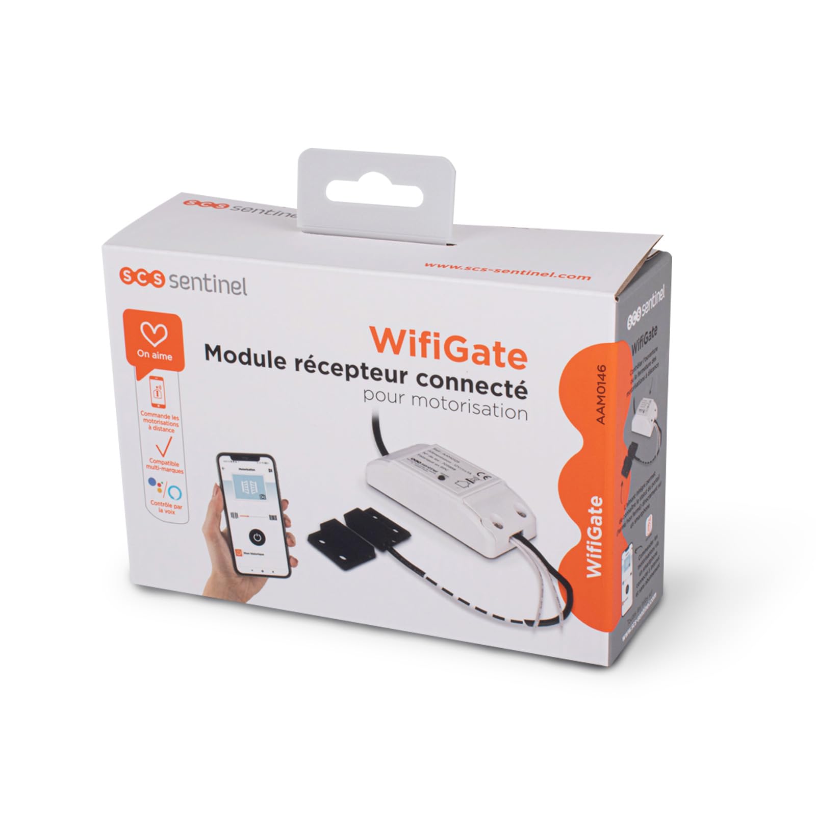 SCS Sentinel, AAM0146, Module Récepteur Connecté Wi-Fi pour Motorisation de Portail, 12V DC non fournie - câble 5 m, Commande à distance, Compatible multi-marque, Contrôle vocal, WifiGate