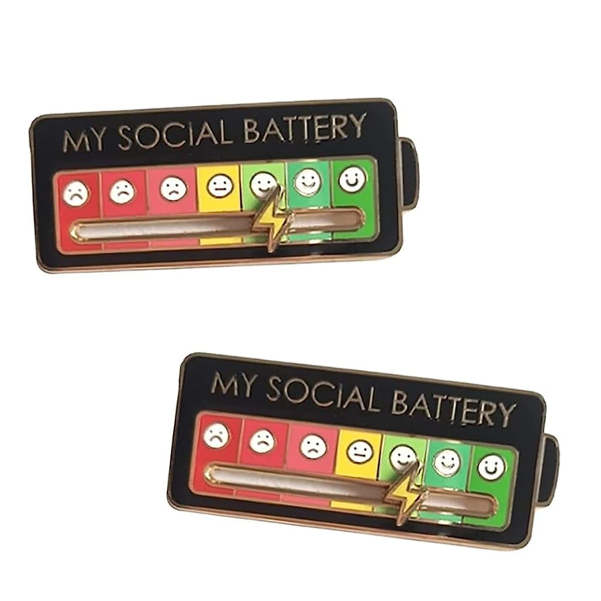 Spilla Batteria Sociale - 2 Pezzi, Per Esprimere L'Umore, Bianco E Nero - Foto 8