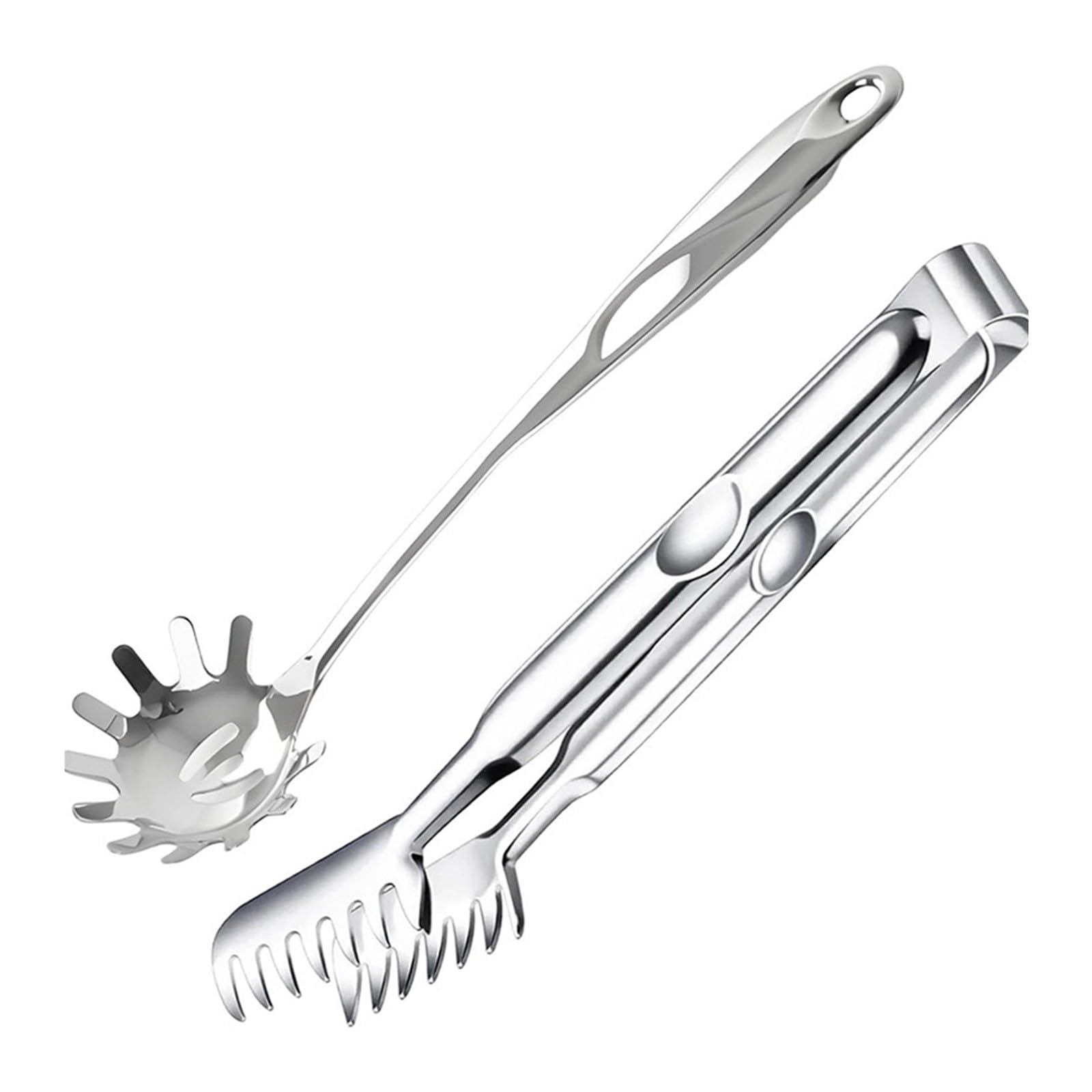 Jazuaiao Stainless Steel Spaghetti Spoon and Strainer with Ergonomic Handle for Easy Draining Nonstick Frying Shovel