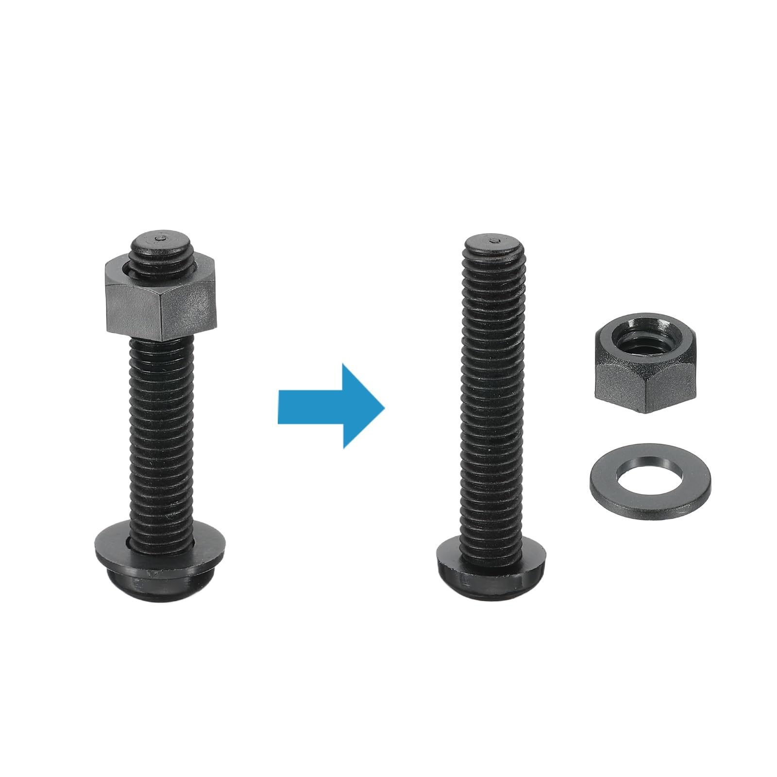 PATIKIL M8x40mm Black Nylon Bolts Plastic Nuts Full Thread Head Screws, 24 Pcs, M8*40mm - Image 3