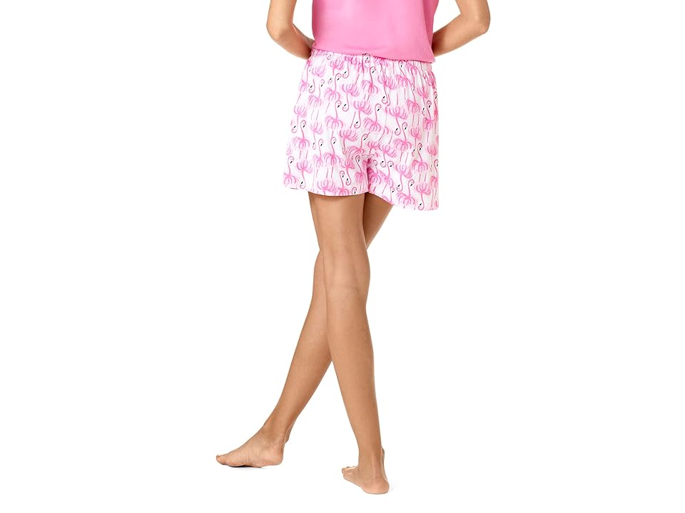 Hue Flamingo Party Boxer Sleep Shorts (White) Women's Pajama Big