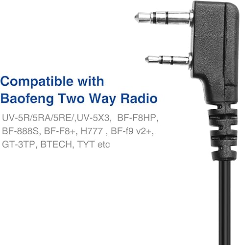 Miniatura 7 de ABBREE AR-780 Micrófono de radio Altavoz Micrófono Radioaficionado, Micrófono remoto de hombro para Baofeng BF-F8HP Pro UV-5R Mini 5RM DM32 UV32