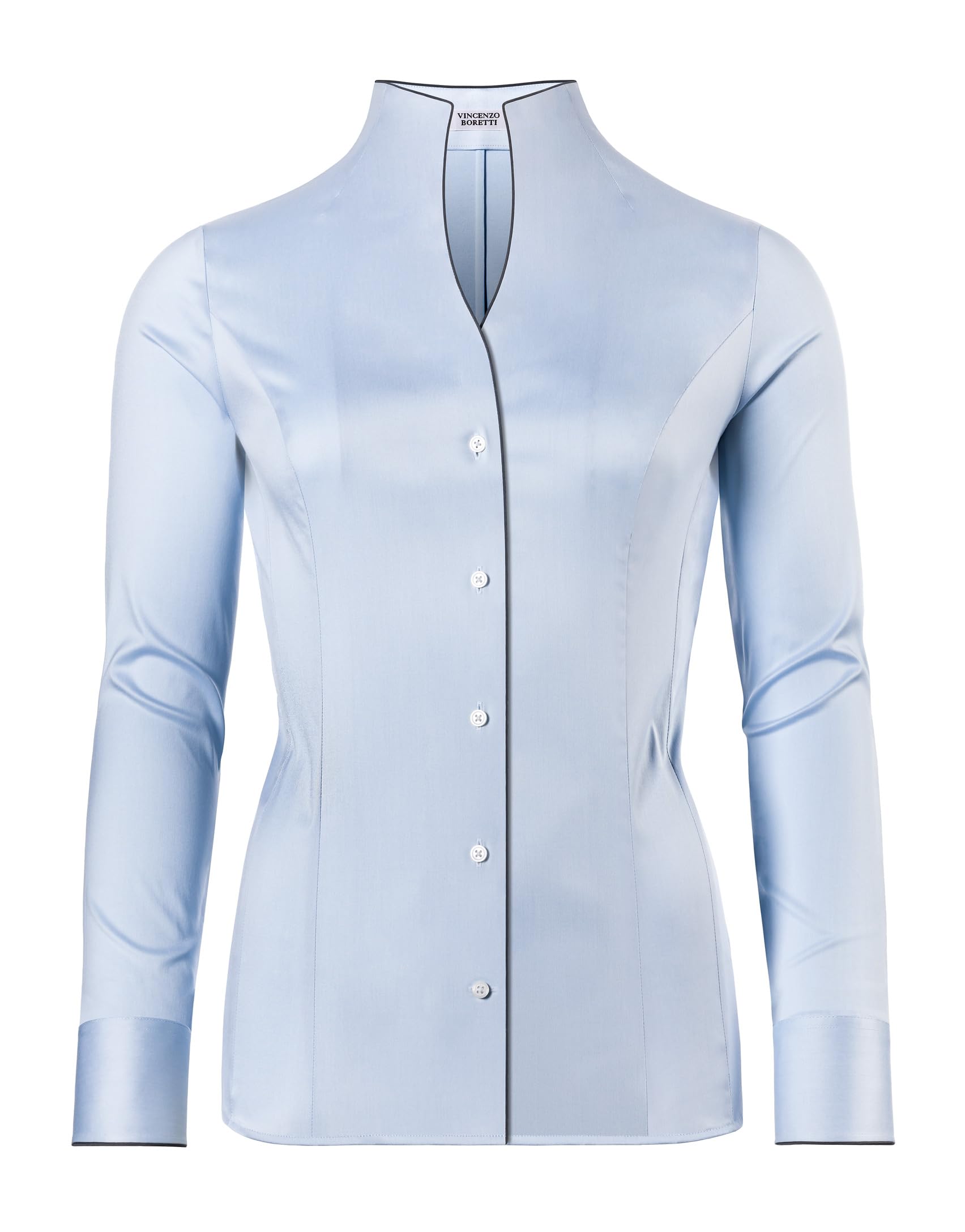 Vincenzo Boretti Blusa, Slim-fit/Ajuste Entallado, elástico, Cuello cáliz - fácil de Planchar