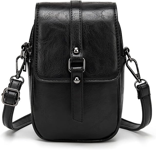 myfriday Women Vintage Crossbody Phone Bag Small Messenger Bag Shoulder Bag Handbag Wallet Purse 2 Main Pockets with Earphone Hole