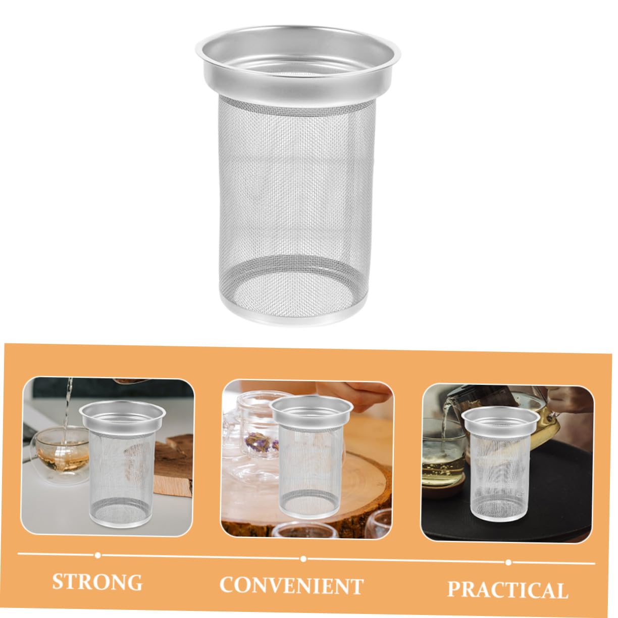 ULTECHNOVO Filtre à Thé en Acier Inoxydable Robuste 7,6x7,0x9,2 Cm Infuseur Métallique pour Théière Accessoires Cuisine Maison pour Infusion de Thé en Vrac