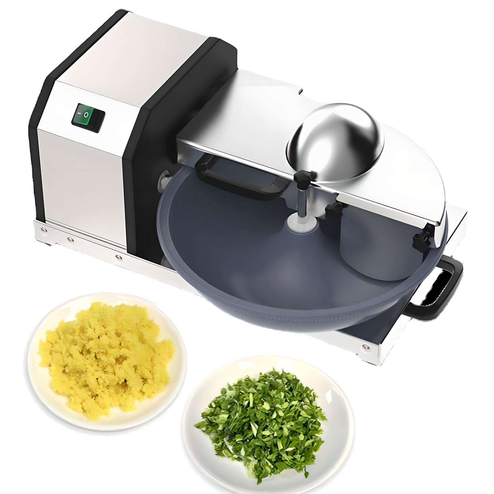 Picadora de verduras comercial, máquina cortadora de cebolla eléctrica de 250 W, picadora de ajo de 5 litros, rotación de lavabo de 30 RPM para una preparación eficiente de alimentos