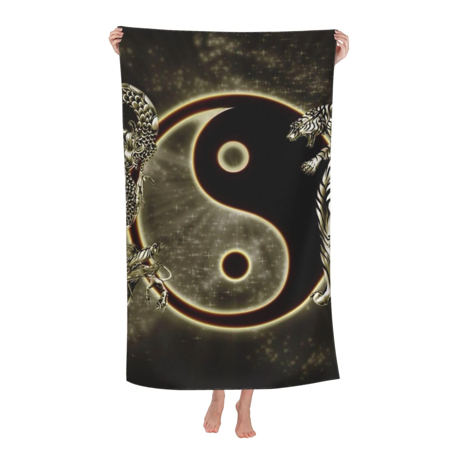 LSRCPD Beach Towel Yin Yang Dragons Tiger Microfiber Beach Towels Blanket Oversized Tropical Big Extra Large XL Pool Towels Quick Dry Sandproof for Women Girls Kids