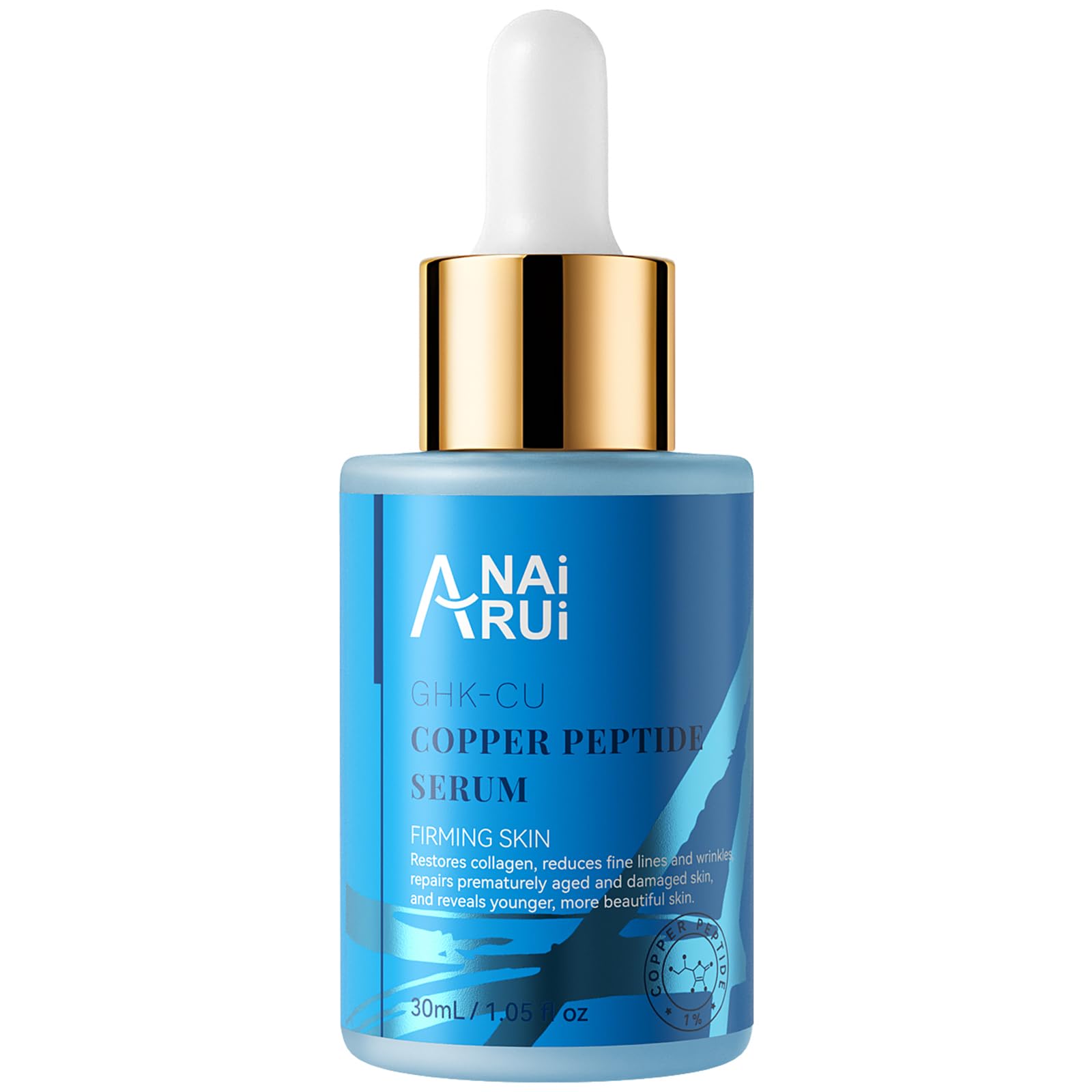 ANAiRUi GHK-Cu 1% Copper Peptide Serum mit Hyaluronsäure | Anti-Aging-Serum für reife Haut spendet Feuchtigkeit und lässt feine Linien glatter sowie die Haut weich und strahlend wirken
