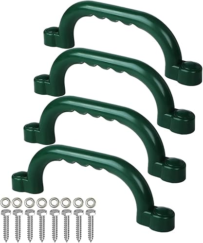 Miniatura 10 de Juego de 4 asas de seguridad para patio de recreo, juego de 4 columpios para niños, agarraderas de mano para juegos al aire libre, gimnasio en la