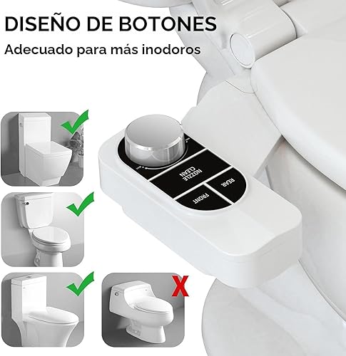 Miniatura 8 de SAMODRA - Bidé no eléctrico, con boquilla doble autolimpiable (lavado frontal y trasero), accesorio para inodoro con bidé de agua dulce, presión de