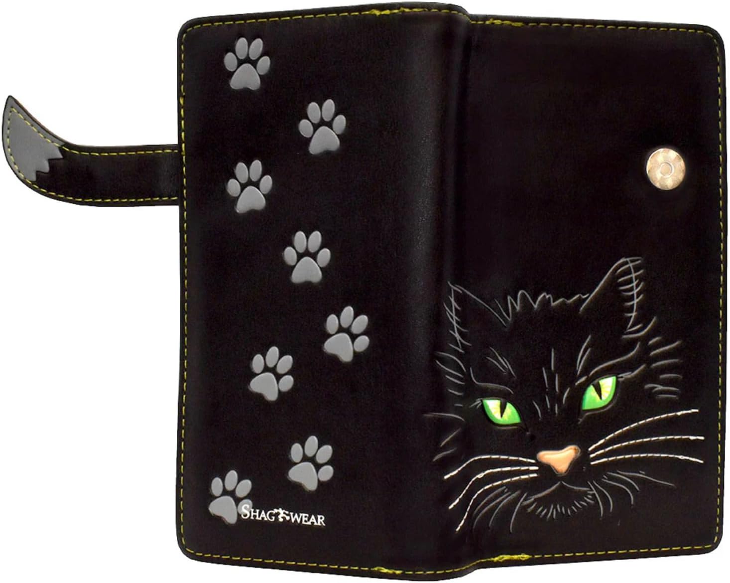 Shag Wear Fluffy Cat Large Wallet 7" Black