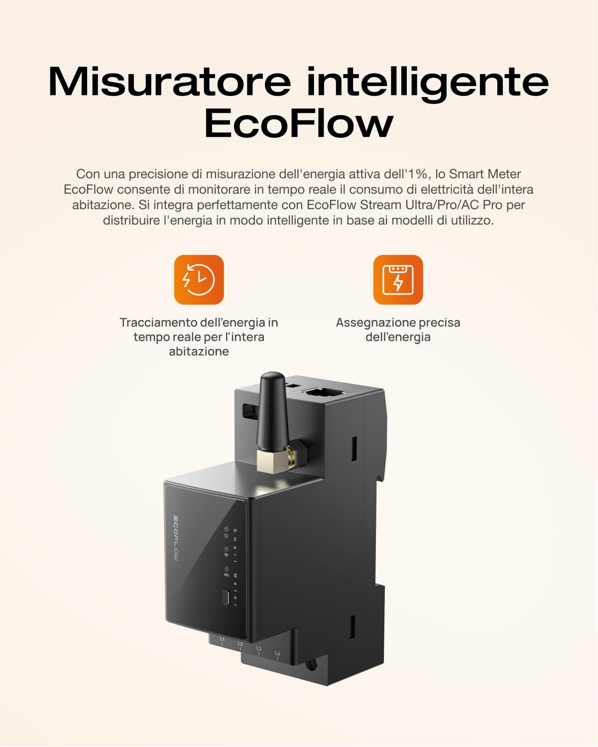 EcoFlow STREAM AC Pro, kit fotovoltaico con 1,92 kWh battria, 100% compatibile con tutti i microinverter, 1.200 W uscita, espandibile a 11,52 kWh, modalità TOU e controllo intelligente con AI