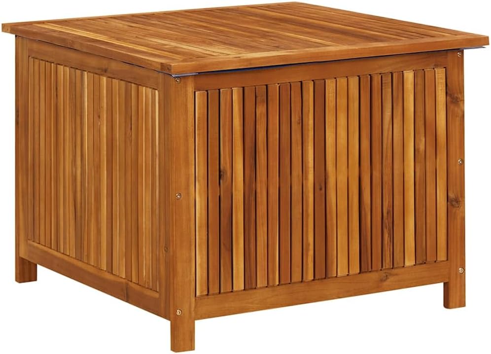vidaXL Outdoor Storage Box, Deck Box with Lid, Storage Chest with Water-Resistant Bag Inside, 29.5''x29.5''x22.8'', Solid Acacia Wood