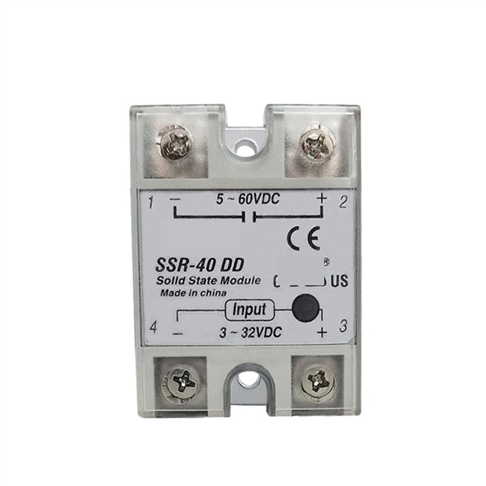 SSR -80DD DC Controllo DC SSR White Shell Monofase Relè a stato solido 80A Ingresso 3-32V DC Uscita 5~60V DC 1Pcs(SSR-80DD)