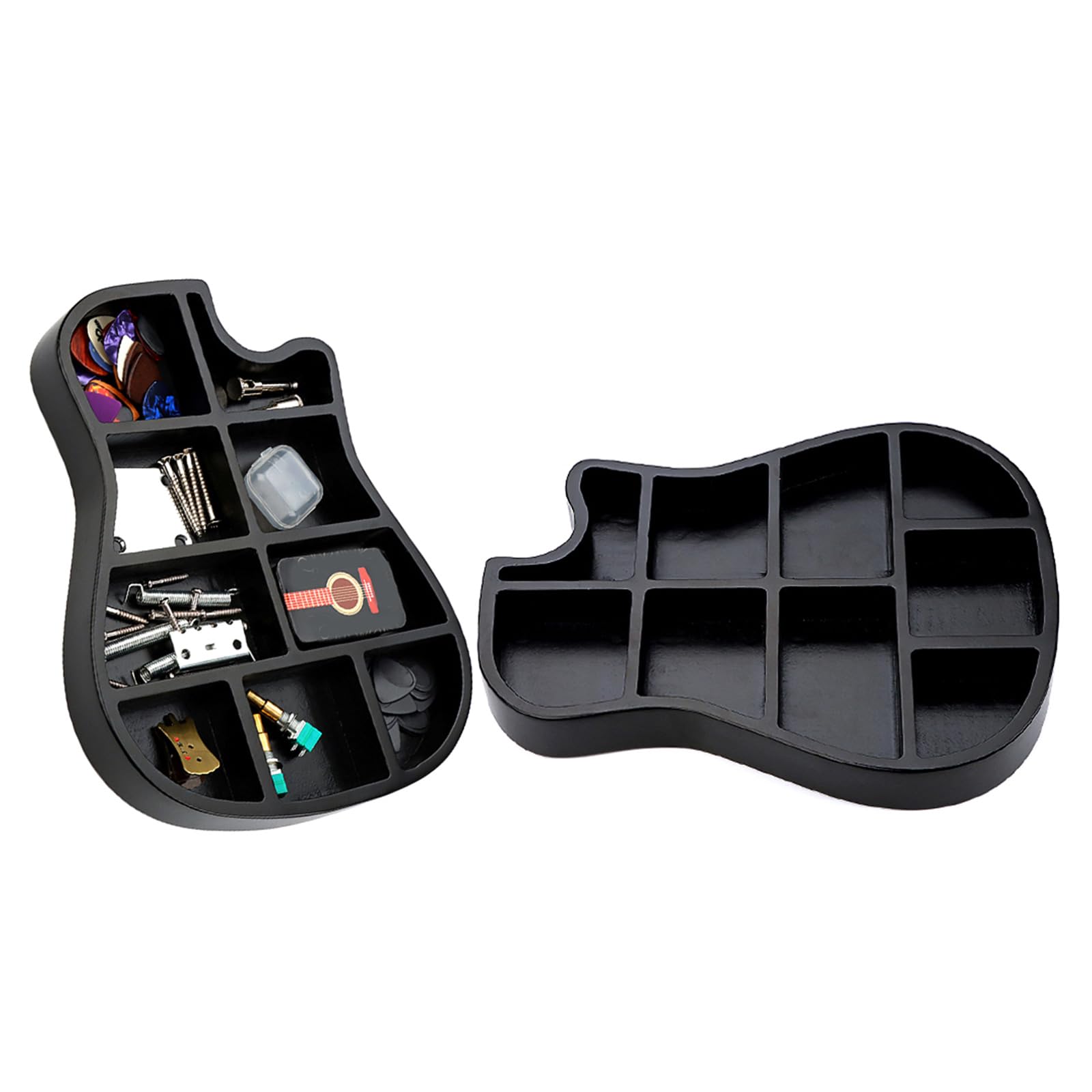 Caja de almacenamiento para púas con forma de guitarra, caja de almacenamiento portátil para púas de guitarra, accesorios de guitarra, Como se muestra en las imágenes, 27.8*22.8*3cm