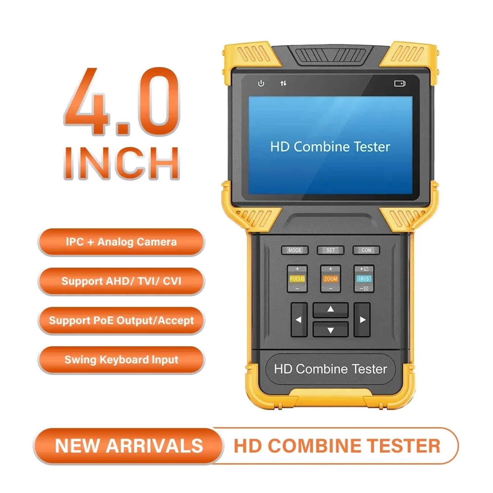 Testeur de vidéosurveillance, Testeur de vidéosurveillance HD 4 Pouces, Moniteur vidéo analogique IPC TVI AHD CVI, contrôle POE PTZ, Test Ethernet RS485 for caméra IP H.265 4K(TI-N871)