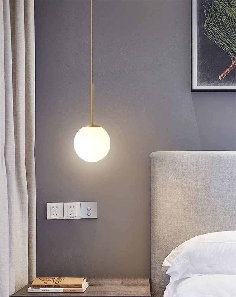 Lampada A Sospensione Moderna, Paralume A Sfera Di Vetro Bianco Smerigliato E27 A Sospensione Per Il Corridoio Della Cucina Camera Da Letto Per Soggiorno,2pcs