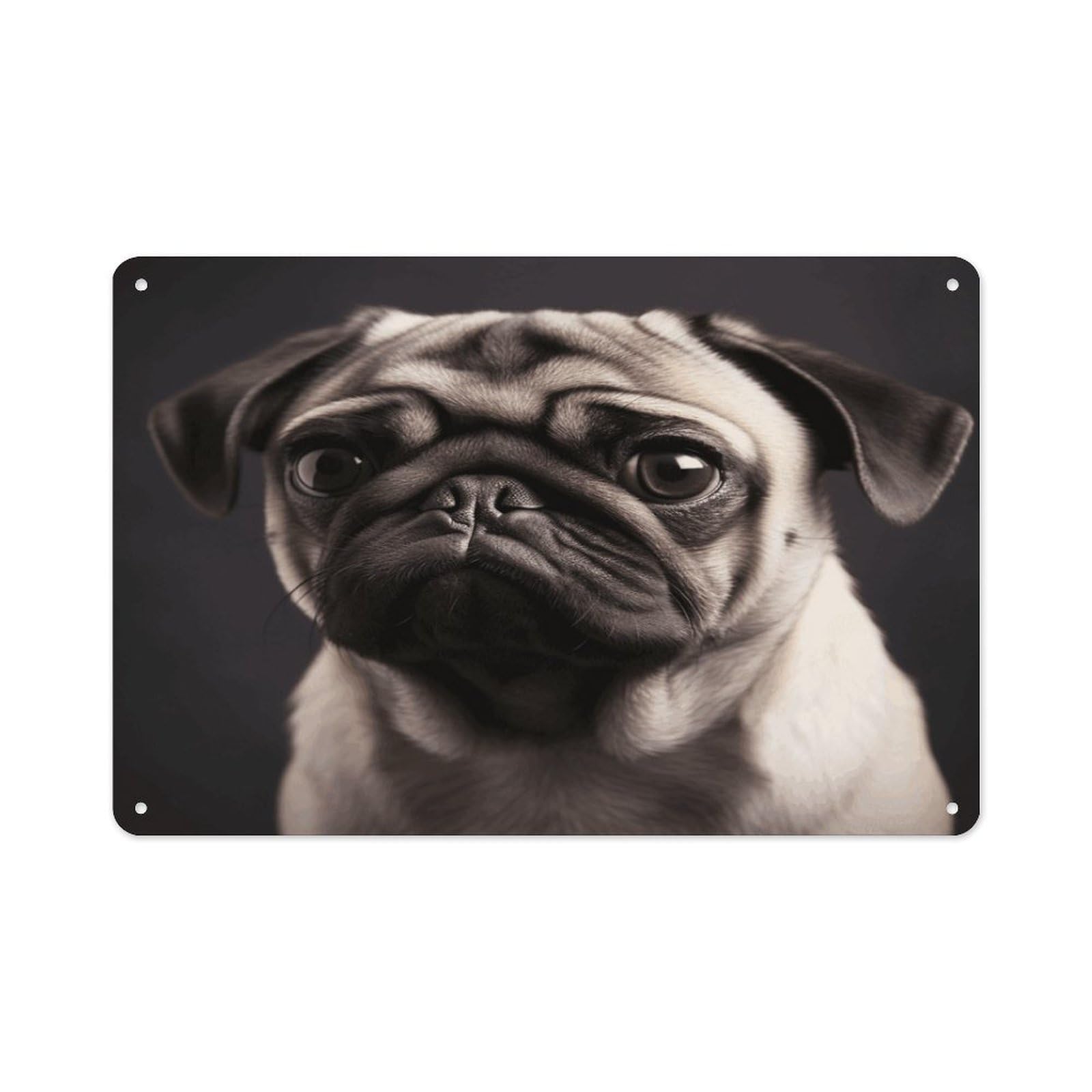 Pug Rectangle Aluminum Sign Vintage Horizontal Aluminum Plate Multi-Purpose Decoration Painting Farmhouse Style Metal Sign for Home Door Office Cafe
