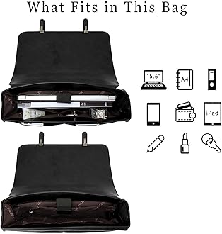 ECOSUSI Women Briefcase PU Leather Laptop Bag Large Shoulder College Satchel Bagfit 15.6" Laptop