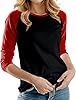 URBAN CREST Womens Baseball Shirt- T Shirt Women- Quarter Sleeve Tops for Women- Baseball Jersey Women, Black & Red Women Raglan, S #2