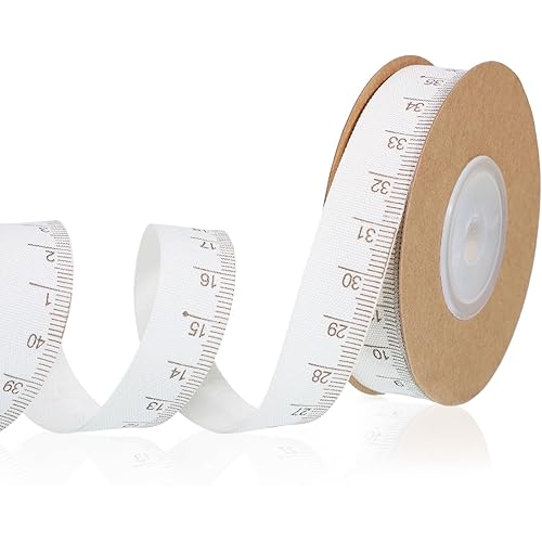 Ruler Ribbon for Crafts 10.9 Yards Measuring Tape Ribbon Pencil Ruler Cotton Ribbons Teacher Themed for Gift Wrapping Decorations (White)