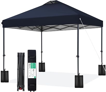 JEAREY 10x10 Pop Up Canopy Tent, Easy Up Outdoor Market Canopy, Navy-Blue