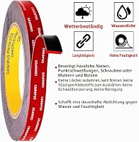 CANOPUS Profi Acrylschaum Doppelseitiges Klebeband Extra Stark, 4218P (12,7mm x 4,5m) Wasserfest Montageklebeband, Hochleistungsklebeband für LED Streifen, Außenbereich, Wohnkultur – Ansicht 9