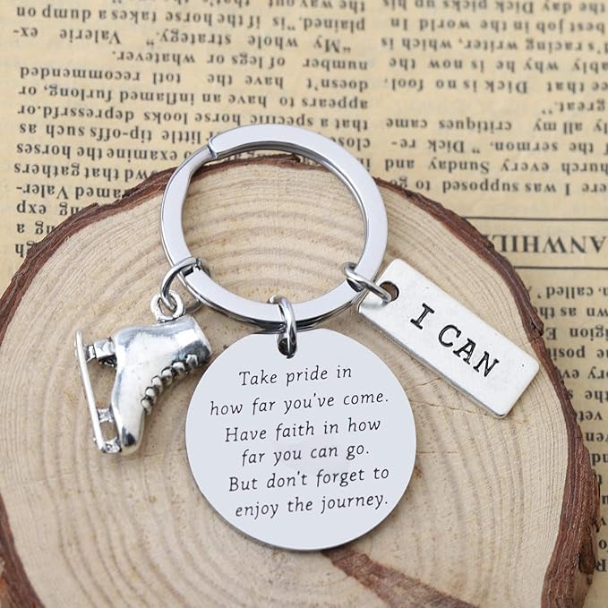 BNQL Skater Necklace Ice Skate Charm Pendant Necklace Sport Skater Jewelry Skate Lover Gift (Skater Keychain Take Pride)3