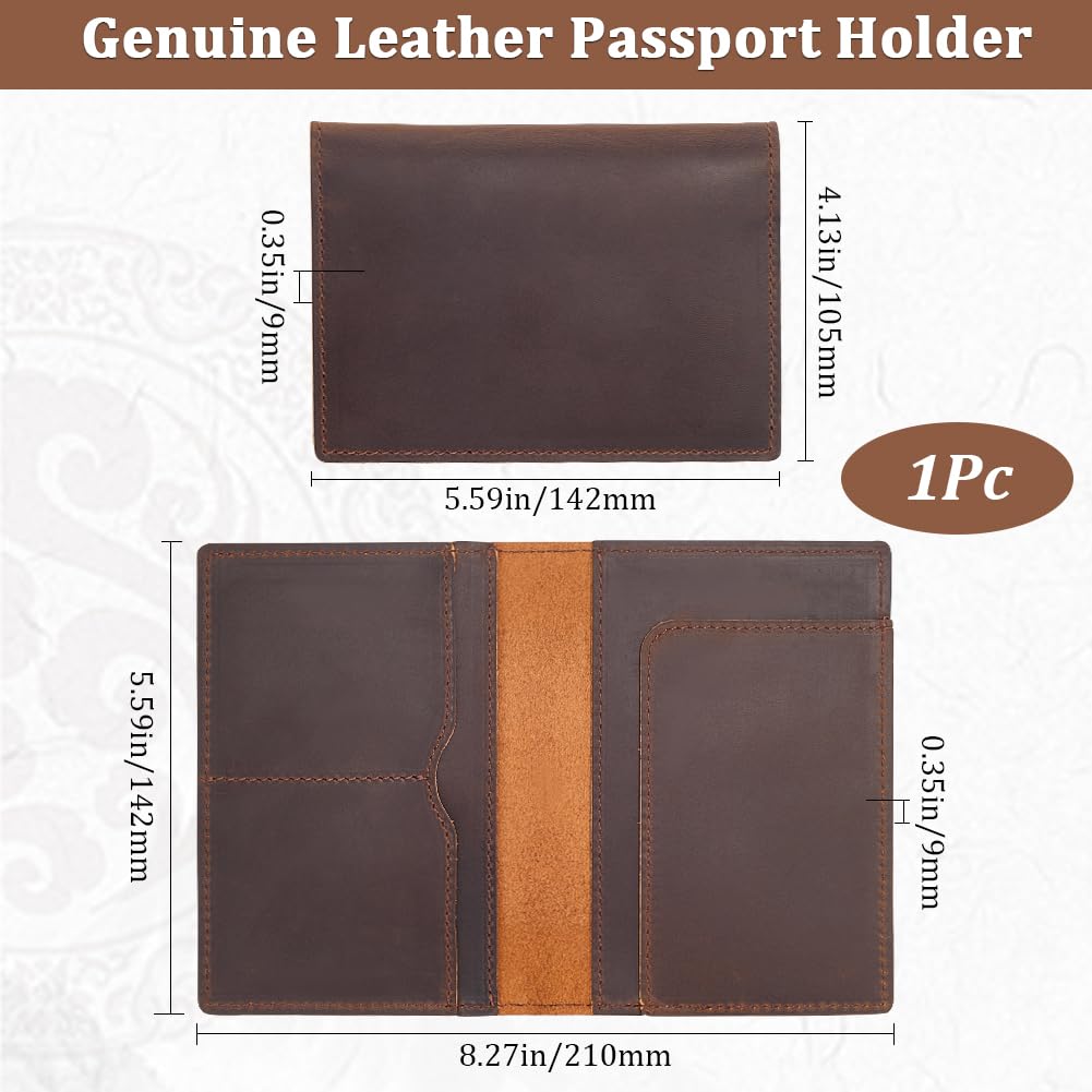 GORGECRAFT Portapassaporto in Vera Pelle da 142 * 105mm Portafoglio in Pelle di Cavallo Pazzo Portapassaporto Fatto A Mano Custodia Rettangolare per Bagagli da Viaggio Organizer Marrone Noce di Cocco
