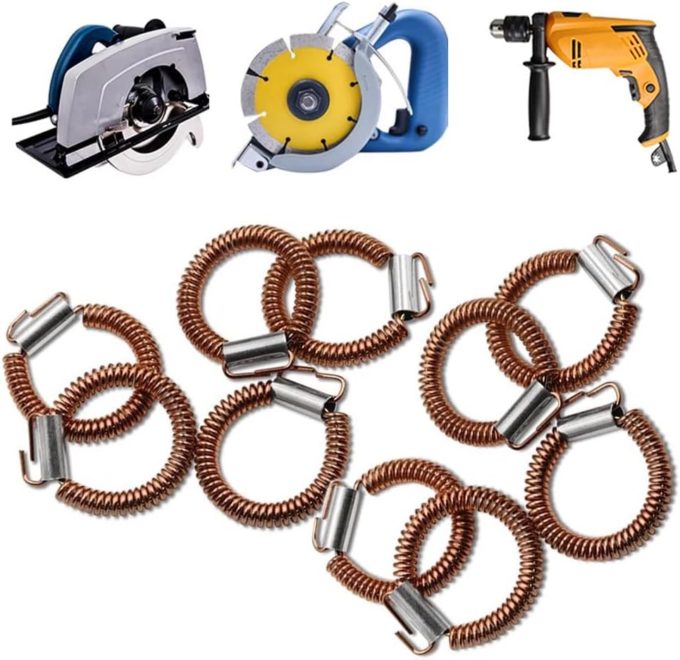 10 Pack Carbon Brush Holder Stator Spring Replacement Assembly Springs Parts for Hand-Held AC Tile Saw Electric Wall Grooving Cutting Machine Marble Cutter Chaser 6 Inch Angle Grinder ID 12mm