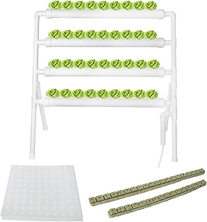 SanSanYa Hydroponic Grow Kit 4 Layers 36 Plant Hydroponic Site Grow Kit Garden Planting System Hydroponic Growing System Water Culture Garden Plant Grow System with Rockwool Grow Baskets and Sponges
