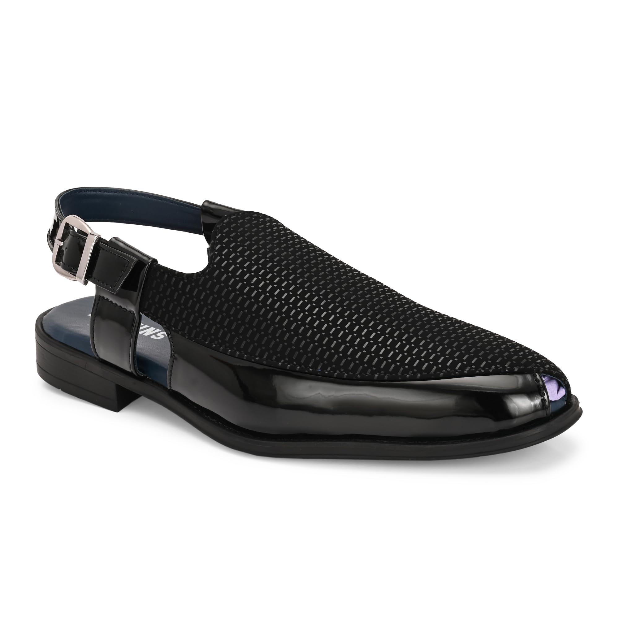 buskins Men's Woven Textured Peshawari Sandals, Black BA2606-picture-17