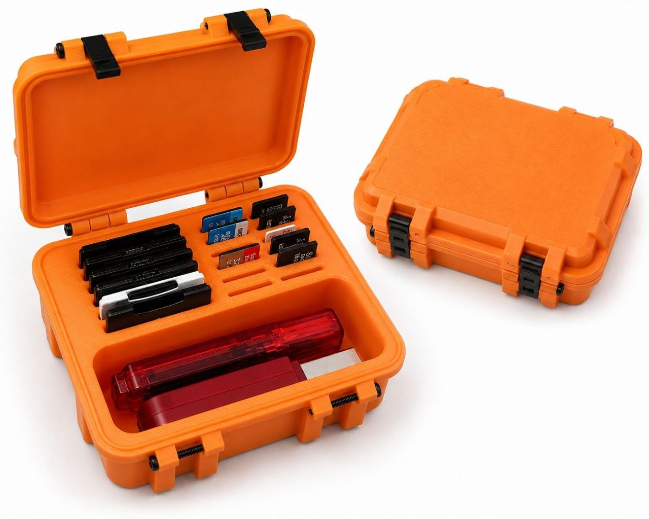 Memory Card Storage Case for SD, Micro SD and USB Drives | Holds 12 Micro SD Cards, 6 SD + 2 USB Slots, Durable Hard-Shell, Compact 7.5x6.5x4.5 cm, Shockproof Protection-image-30