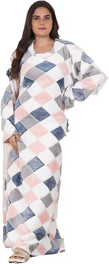 ANGLINA Women's Winter Care Fleno Winter Wear Super Soft Flano Woolen Nighty/Maxi/Nightgown/Nightwear WSR-175