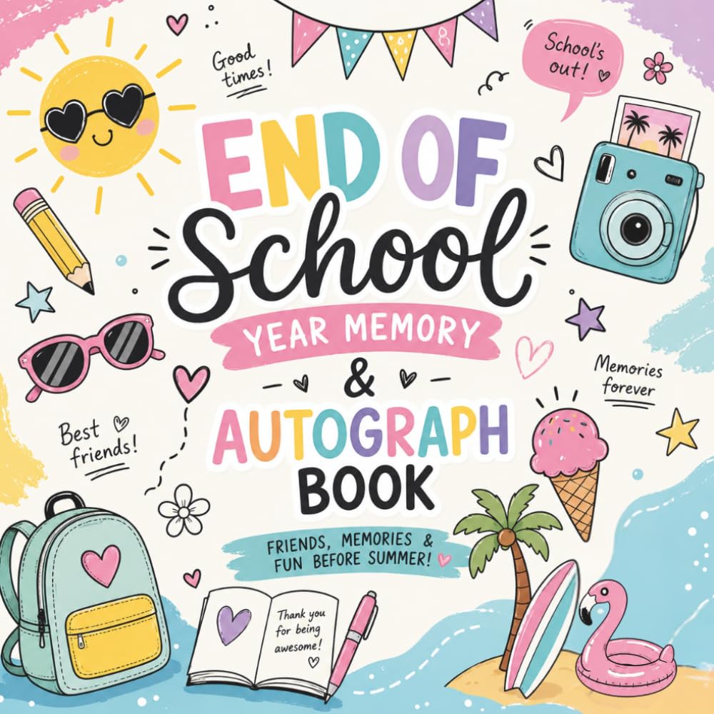 End of School Year Memory & Autograph Book for Kids: A Fun Friendship Keepsake Filled with Autographs, Sweet Notes, Doodles & Summer Memories from Classmates and Friends