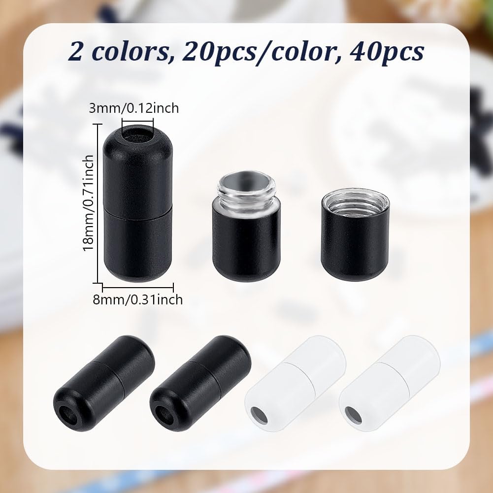 AHANDMAKER 40Pcs Shoelace Locks Buckle, 2 Colors Aluminum Elastic No Tie Shoelaces Turnbuckle Connectors, Shoe Lace Tip Ends for Sneakers Athletic Running Casual Shoes - Image 2