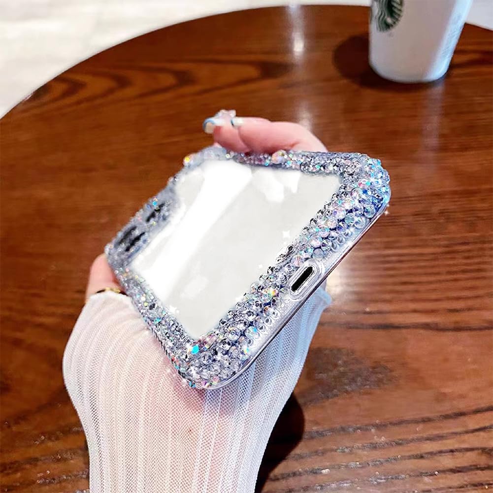 Cavdycidy Designer Compatible with iPhone 16 Plus Bling Clear Case for Women,Cute Glitter Phone Case with Sparkle Rhinestone Diamond Camera Protection，Airbag Anti-Fall Crystal Hard Cover for Girl - Image 3