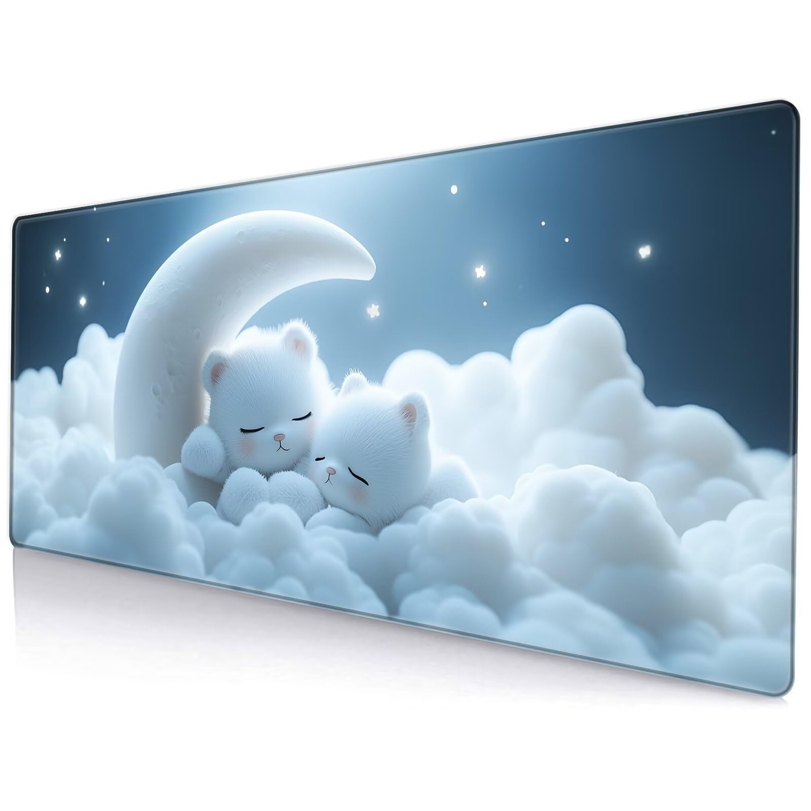 Tappetino Mouse Gaming XXL 1200x600x3 mm, Tappetino da Scrivania Grande, con Bordi Cuciti Rinforzati, Base in Gomma Antiscivolo, Tappetino per Tastiera Lavabile per PC e Laptop, Gatto Cartoni Animati