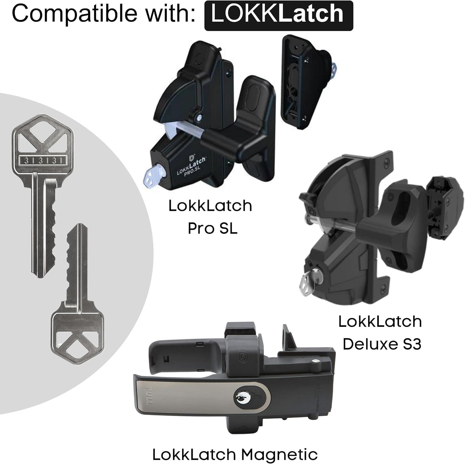 Key Replacement for Magna Latch Series 3 with Forward Facing Keyhole (New Style) - Key 313131 for Lokklatch & MagnaLatch Pool Gate Models with Robby's Cloud Key Float Keychain (3 Pack)