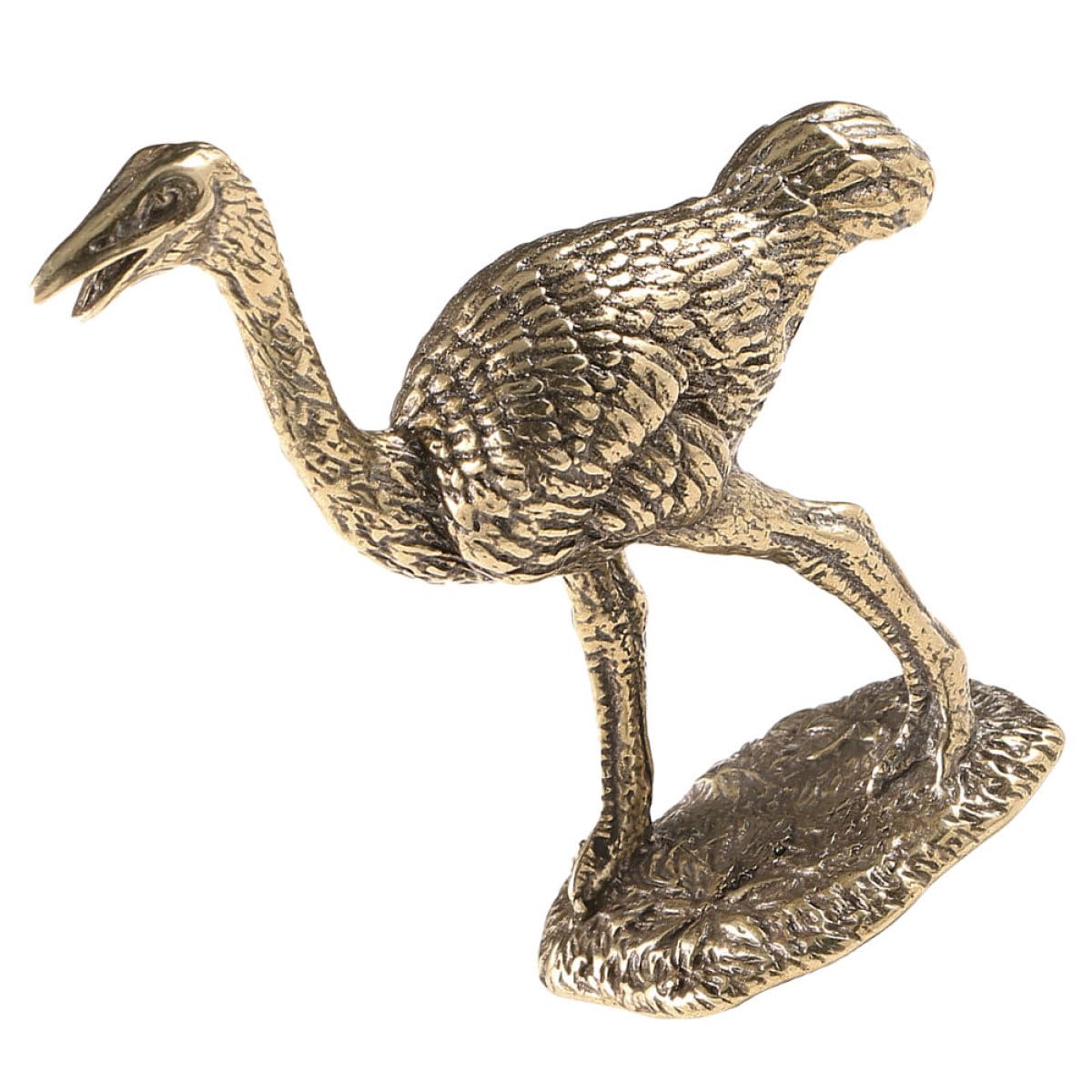 Figurine d'autruche en laiton or au style rétro avec surface lisse sans bavure