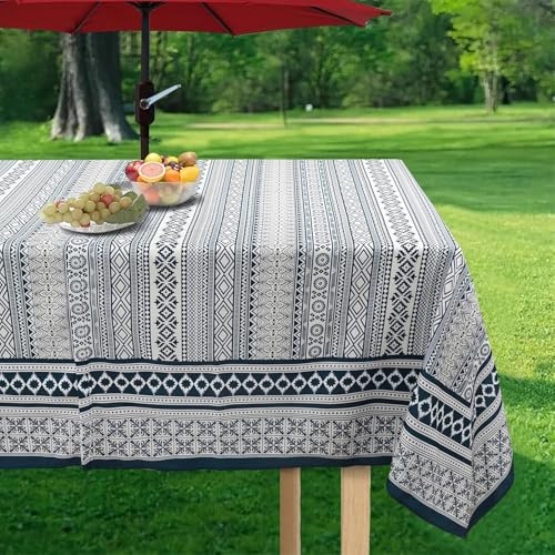 Virtumob Outdoor Tablecloth with Umbrella Hole and Zipper, Rectangle Patio Table Covers for Spring/Summer, Machine Washable Outdoor Picnic Table Cloth (Boho, 60" × 102" Rectangular) by Virtumob - Used condition - Image 5
